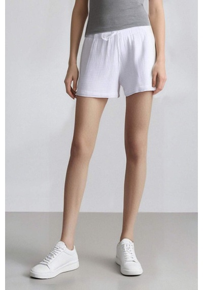 Defacto Relax Fit Yüksek Bel Kısa Paça Beyaz Müslin Şort D0567ax25smwt34 Beyaz