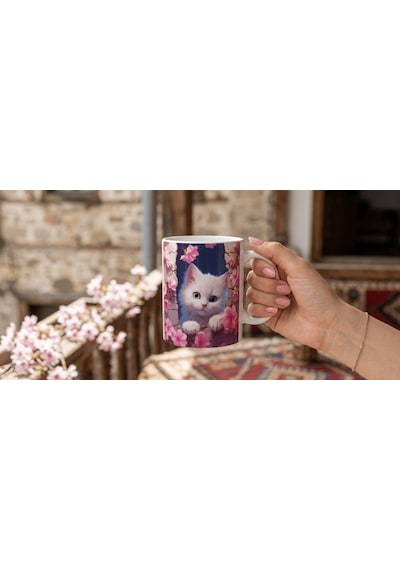 Pembe Kedi Figürlü 3 Boyutlu Görsel Baskılı Kupa Bardak Sevimli Ve Estetik Bir Dokunuş