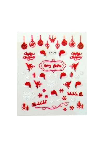 No.30 - Noel Baba 3d Tasarım Yapışkan Tırnak Sticker Tırnak Dövmesi Nail Art