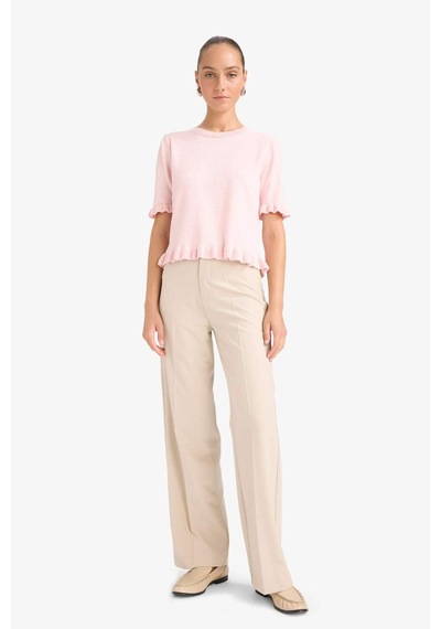 Defacto Regular Fit Bisiklet Yaka Kısa Kollu Kazak G0186ax25aupn525 Pembe