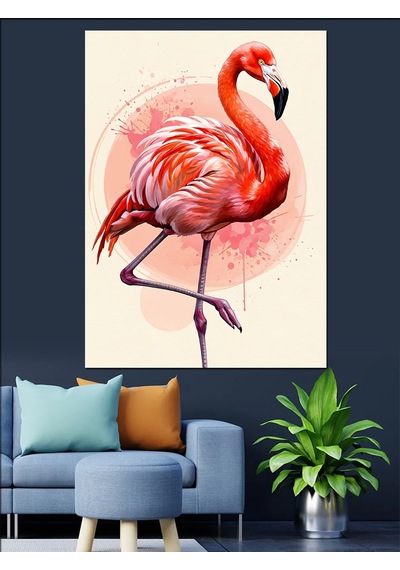 Ahşap Tablo Flamingo Kuşu Pembe Zarif