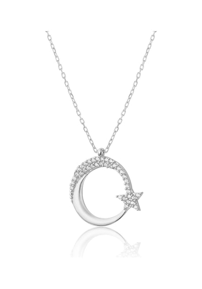 Zanaatsilver Gümüş Zirkon Taşlı Rodyum Kaplama Ayyıldız Kolye