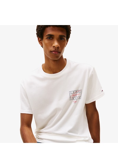 Tommy Hilfiger Regular Sign Spray Erkek Beyaz T-shirt Dm0dm22319 Beyaz