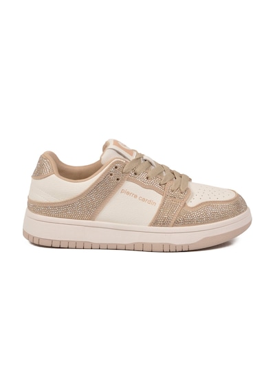 Pierre Cardin Beyaz Bej Bağcıklı Taş İşlemeli Hafif Kadın Sneaker Pcı-11505 G Bej