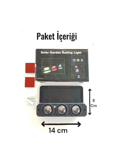Güneş Enerjili 3 Led Li Duvar Aydınlatma Köşebent 5 Renkli Dekoratif Aydınlatma Bahçe Dekorasyon