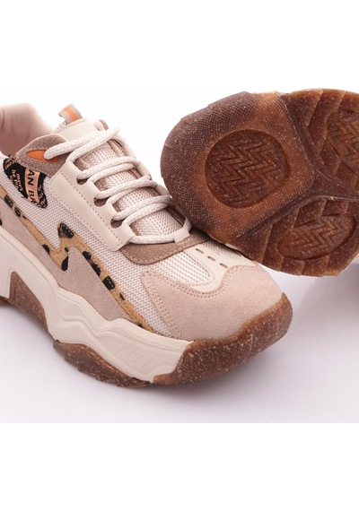 Dgn 65135 Kadin Kalin Taban Spor Ayakkabi Bej Rose Leopar