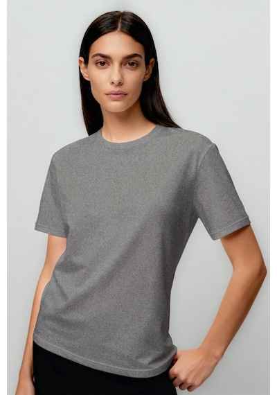 Standart Fit Basic O Yaka 5li Paket Kadın T-shirt - 97311 Siyah-beyaz-lacivert-bej-gb Melanj