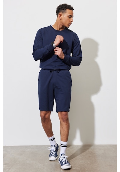 Ac&Co / Altınyıldız Classics Erkek Lacı Standart Fit Normal Kesim Pamuklu Cepli Örme Şort Lacivert