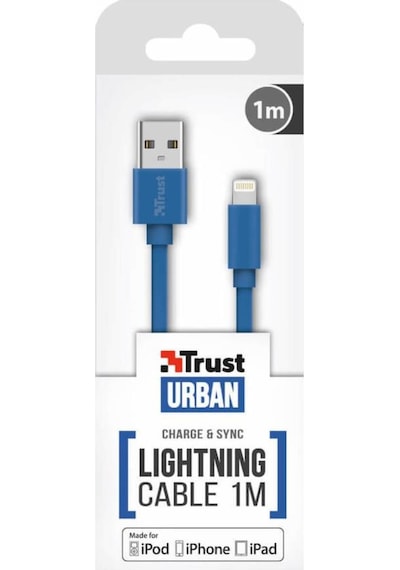 Trust 20128 Flat Lightning Kablo 1 M Mavi