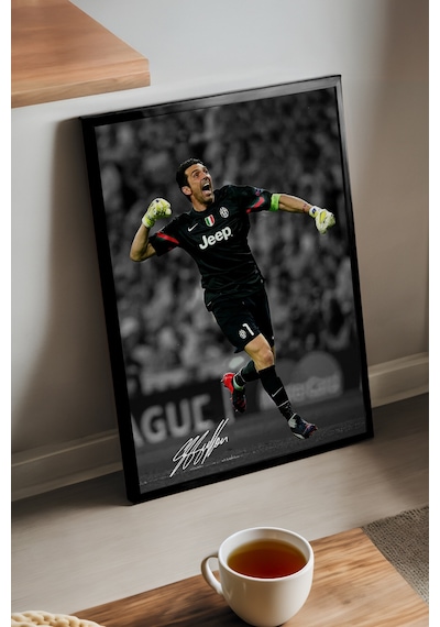 Gianluigi Buffon Siyah Ahşap Çerçeveli Poster, Dekoratif Futbol Juventus Duvar Tablosu