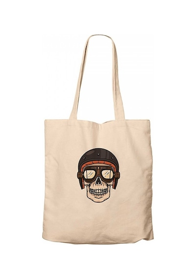 Skull Helmet Krem Kanvas Bez Çanta Krem