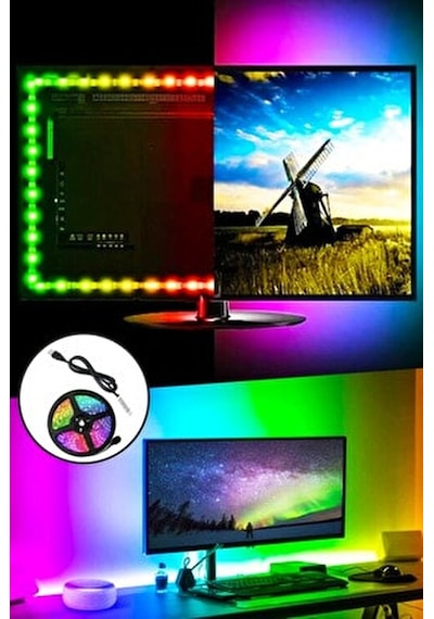 3 Metre Tv Arkası Rgb Usb Şerit Led Aydınlatma Lcd Led Butonlu 3 Metre Tv Arkası Rgb Usb Şerit Led Aydınlatma Lcd Led Butonlu