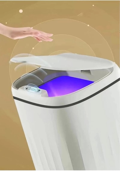 Otomatik Hareket Sensörlü Akıllı Çöp Kovası 20 Litre Sessiz Ve Hijyenik Kullanım Beyaz