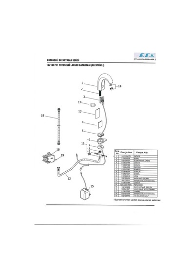 Eca 102108771 Fotoselli Lavabo Musluğu Tek Su Girişli Elektrikli Krom