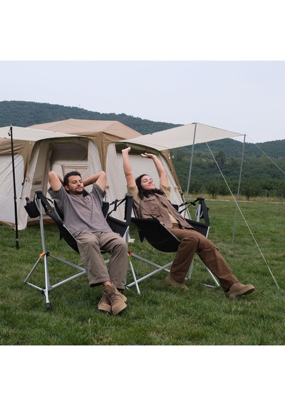 Kingcamp Orchid Double Çift Kişilik Salıncaklı Katlanır Kamp Sandalyesi Gri - Siyah