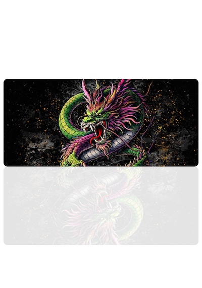 90x40 Cm Ejderha Desenli Oyuncu Gaming Mouse Pad Kaymaz Kauçuk Taban Fare Altlığı Xxl Mousepad Drake Serisi 004