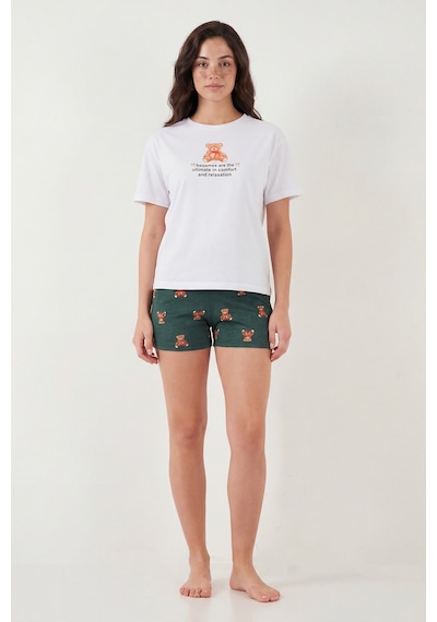 Lela Bayan Pijama Takımı 65790782 Beyaz-yeşil