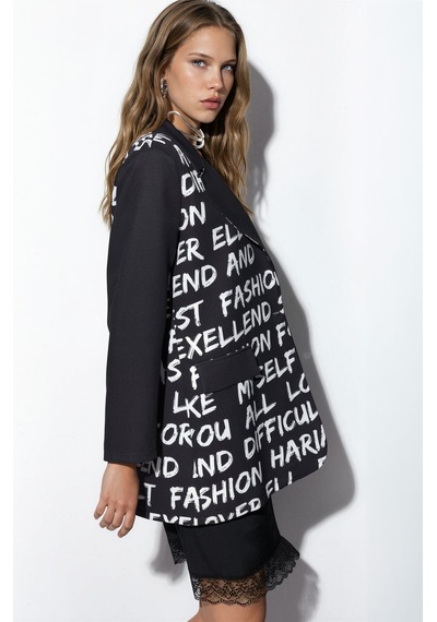 Hiccup Msn Oversize Krep Blazer Ceket Siyah