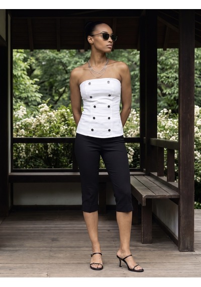 Dilvin 50760 Düğmeli Bandeau Büstiyer-beyaz
