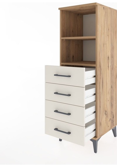 Hyperion Dolap 2 Raflı 4 Çekmeceli 44x44x134 Çam-aytaşı Çam