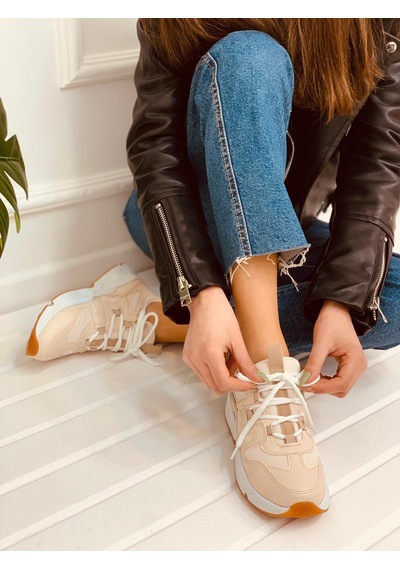 Erva'nın Butiği Ten Deri Travis Kadın Sneakers-2722