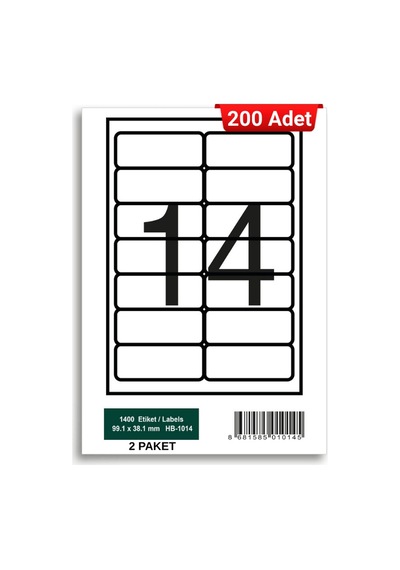 Herboy Hb-1014 99,1 X 38,1 Mm A4 Laser Etiket 200 Adet