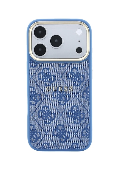 Apple iPhone Uyumlu 18 Pro Max Kılıf Guess Lisanslı M-safe  C-magnet 4g Desenli Yazı Logolu Kapak Mavi