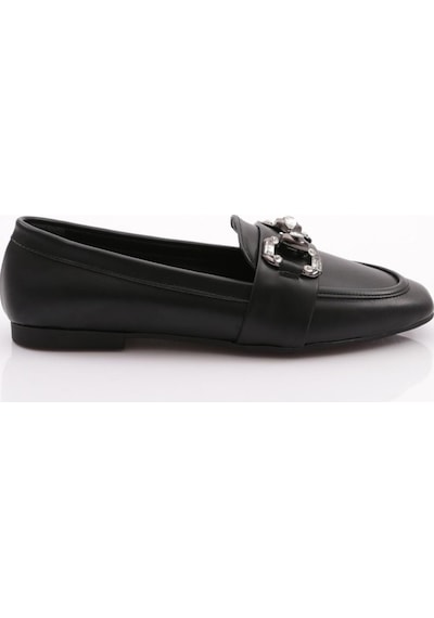 Dgn 5004-23y Kadin Kristal Tokali Loafer 5004-1423-R1534 Siyah