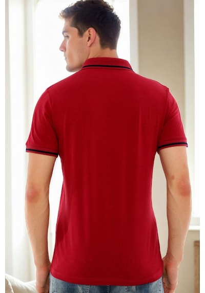 T9586 Dewberry Erkek Polo Yaka T-shırt-bordo Bordo