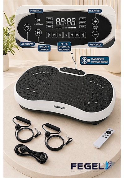 FG-6500 99 Kademeli Hoparlörlü Titreşimli Fitness Platformu - Beyaz