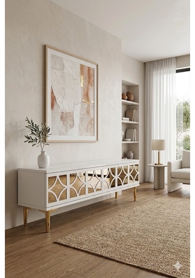 Tsa1236bg Öz Tv Sehpası Beyaz-gold 180cm Tsa1236bg Öz Tv Sehpası Beyaz-gold 180cm