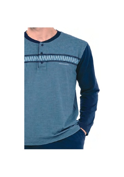 Pierre Cardin 6141 Erkek Uzun Kollu Bisiklet Yaka Pijama Takımı -lacivert
