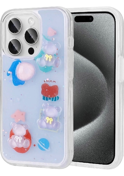 Apple Uyumlu iPhone  15 Pro Kılıf Kabartma Figürlü Parlak Zore Minimini Silikon Kapak