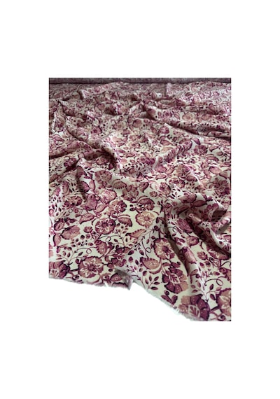 Maroken Kumaş En 145 Cm Kırışmaz Dökümlü Elbiselik Tunik Pantolonluk Kumaş M104 Pembe Çiçekli