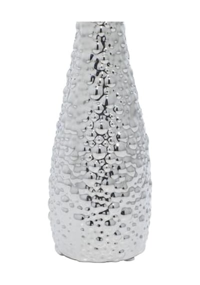 Deco 79 Değişen Desenli Seramik Tomurcuk Vazosu, 3&apos Lü Set 3 "w, 12" H, Gümüş