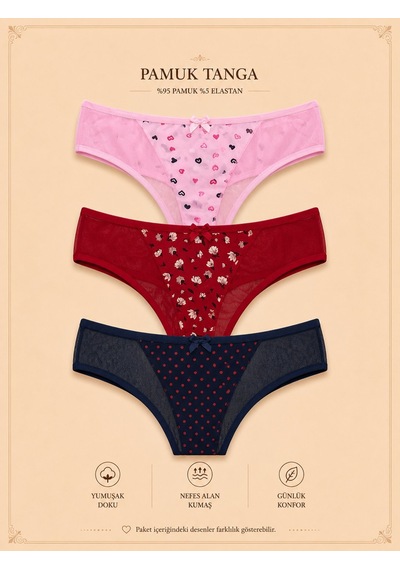 Intive Comfort Desenli Transparan Detaylı Lacivert/pembe/kırmızı Çok Renkli