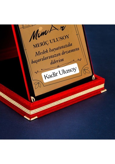 Mimar Temalı Kişiye Özel Plaket - Kadife Kutulu