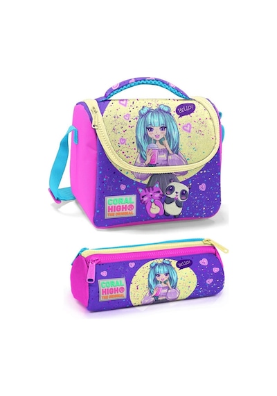 Coral High İlkokul Çantası Seti Mor Pembe Anime - Kız Çocuk