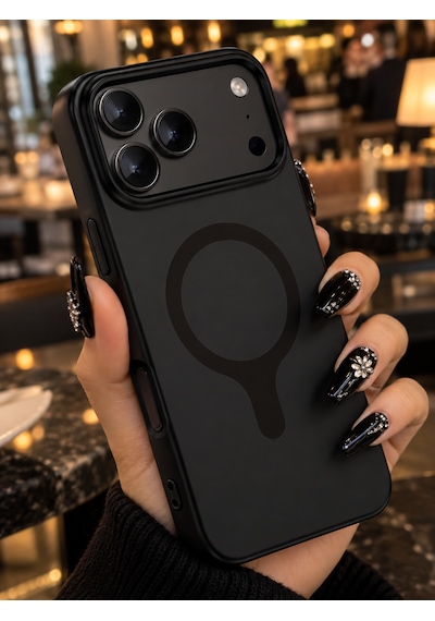 Apple Uyumlu iPhone 18 Pro Max/17 Pro Max Uyumlu Magsafe Siyah Velora Kılıf Mat Silikon 2mm Kamera Korumalı Wireless Şarj Destekli Premium Kılıf-kapak