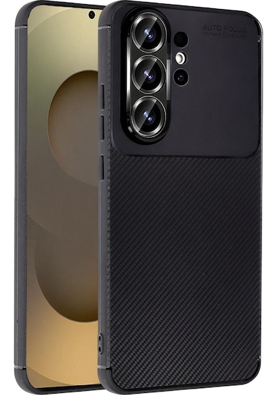 Coverzone Galaxy S26 Ultra İle Uyumlu Silikon Kılıf Kamera Korumalı Karbon Tpu Brimstone Ultra Slim Fit Delux Siyah