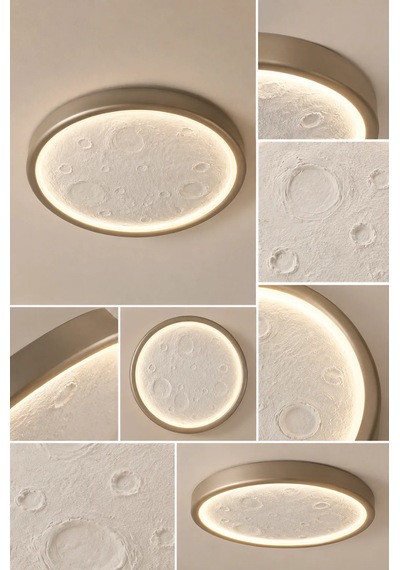 Ay Desenli Premium Kumandalı 3 Renkli Ledli Plafonyer Tavan Avizesi Salon Yatak Odası 43w Modelleri Beyaz