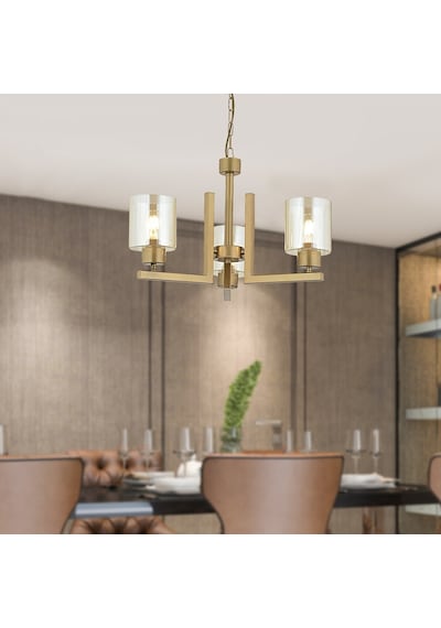 Tasse 3 Lü Eskitme Boyalı Avize Bal Camlı Salon Avize