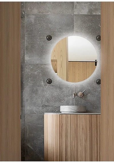 Fawdecor Led Işıklı Yuvarlak Dekoratif Duvar Aynası 60x60 Beyaz