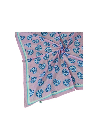 Mim Eşarp Valino Soft Pamuk Çocuk Desenli Eşarp 70x70 Cm Lila - Kalp