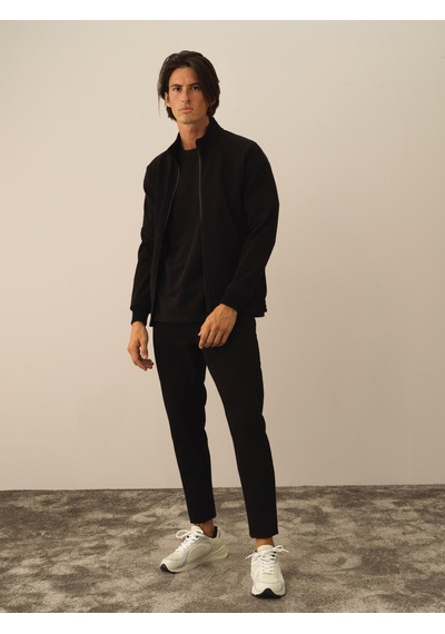 Xint Siyah Pamuk Dokulu Slim Fit Sweatmont 350167