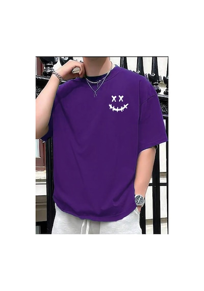 Medinenur Gülen Yüz Baskı Unisex Tişört Mor