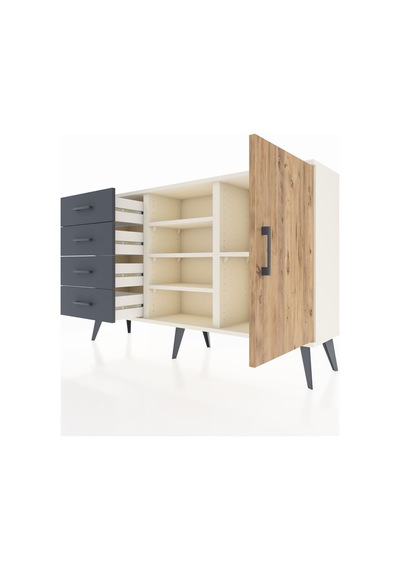 Arges Konsol 4 Raflı 4 Çekmeceli Tek Kapaklı 132x30x83 Aytaşı-çam/antrasit Çam/antrasit Arges Konsol 4 Raflı 4 Çekmeceli Tek Kapaklı 132x30x83 Aytaşı-çam/antrasit Çam/antrasit