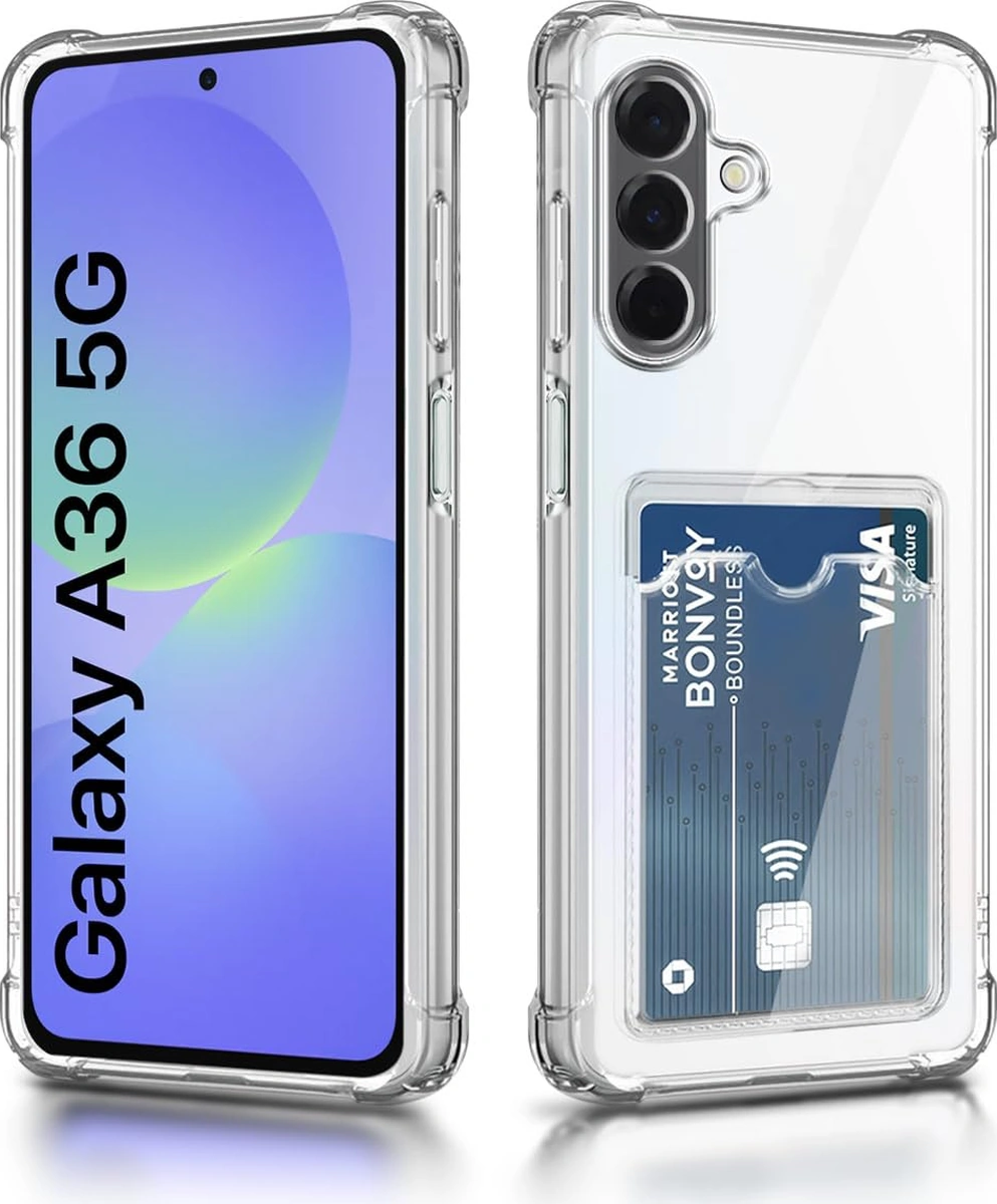 Samsung Galaxy A36 Uyumlu Kılıf Kartlık Bölmeli Arkası Şeffaf Soft Dayanıklı Kılıf Kapak Şeffaf