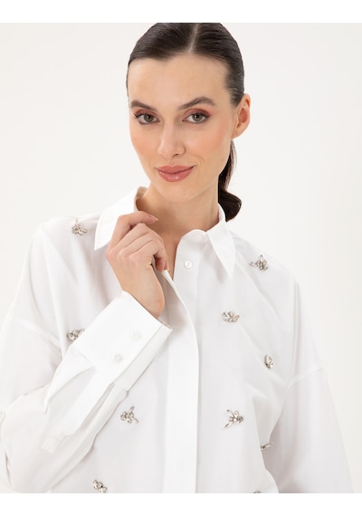 Pierre Cardin Kadın Beyaz Gömlek Desenli 50292277-vr013