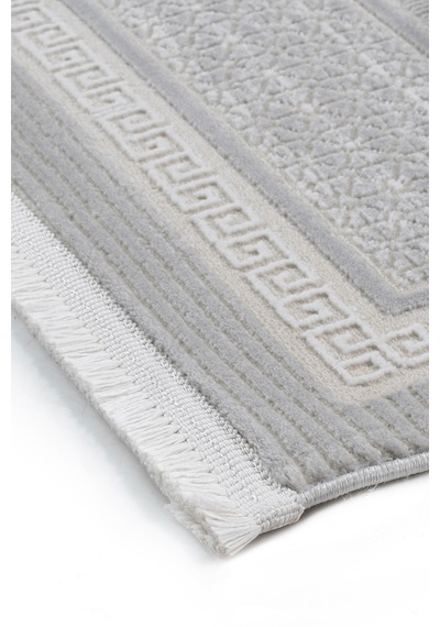 Badelya Home Gri 7109 Modern Desen Doğal Taban Saçaklı Salon Koridor Mutfak Çocuk Oturma Odası Halısı Yolluk 7109-gri